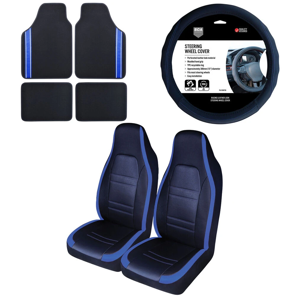 SCA Racing Seat Cover Combo Blue 3 SCA Racing Seat Cover Combo Blue