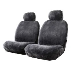 Gold CLOUDLUX Sheepskin Seat Covers - Slate Adjustable Headrests Size 30 Front Pair Airbag Compatible