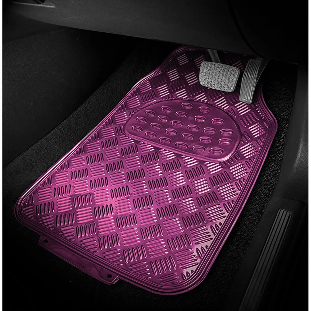 SCA Checkerplate Car Floor Mats PVC Pink Set Of 4 4 SCA Checkerplate Car Floor Mats PVC Pink Set Of 4 - Image 2