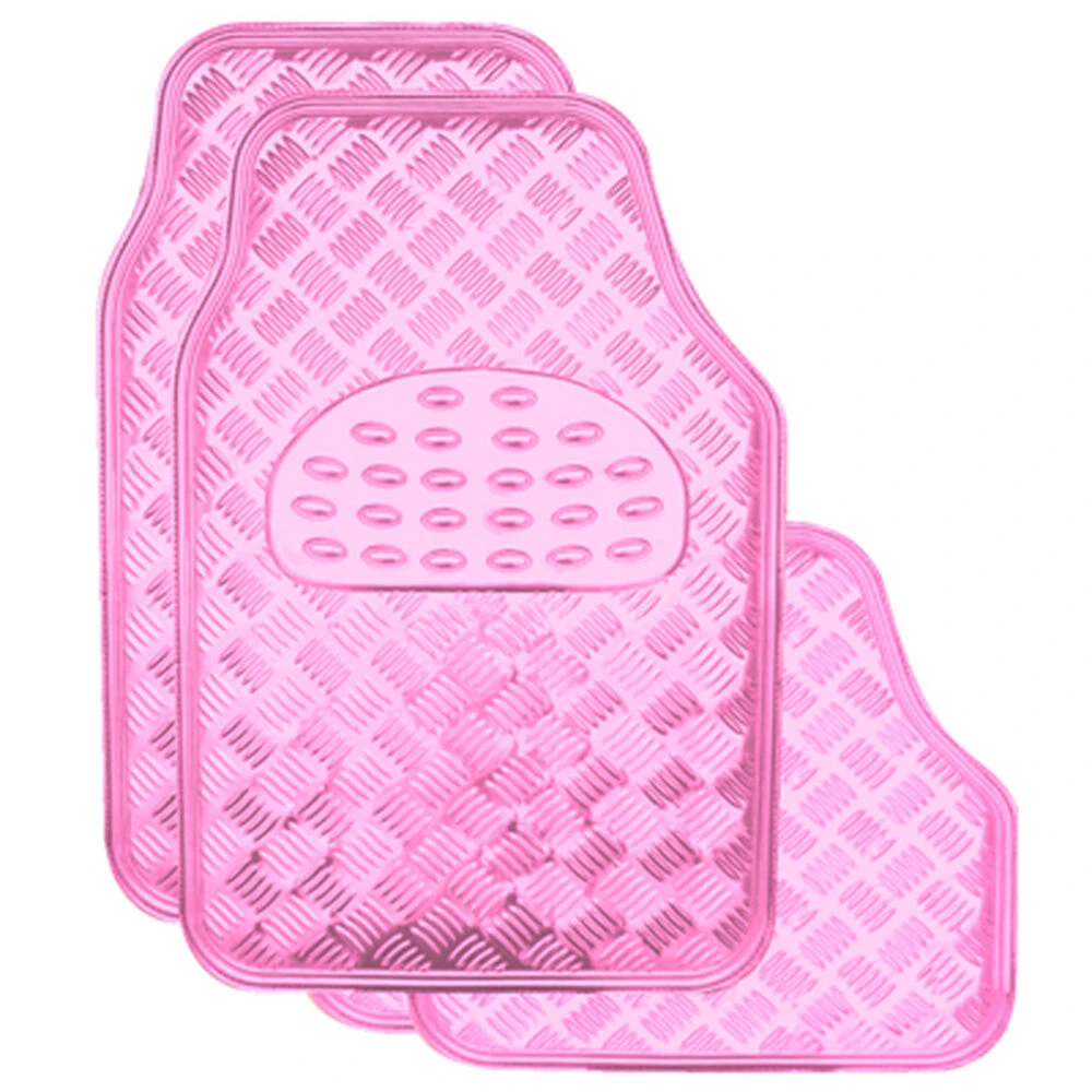 SCA Checkerplate Car Floor Mats PVC Pink Set Of 4 3 SCA Checkerplate Car Floor Mats PVC Pink Set Of 4