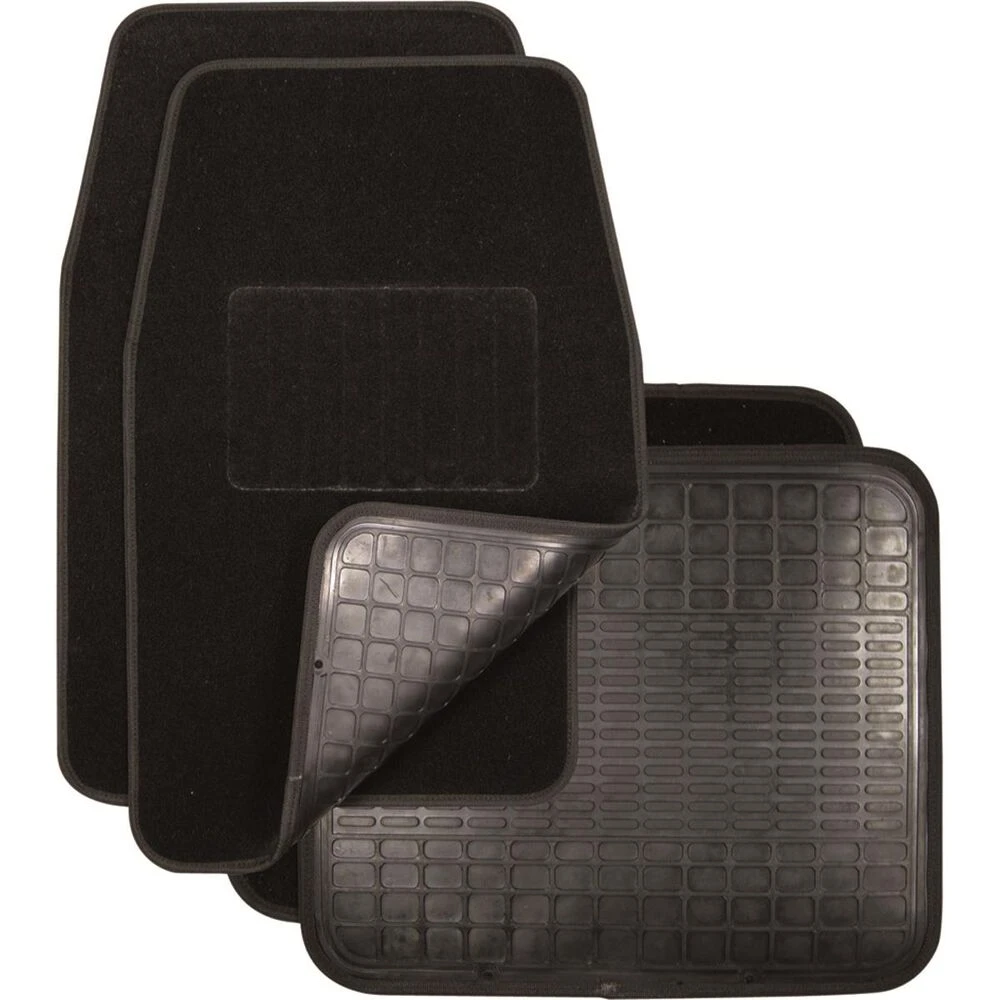 SCA Reversible Car Floor Mats Carpet/Rubber Black Set Of 4 3 SCA Reversible Car Floor Mats Carpet/Rubber Black Set Of 4