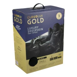 Gold CLOUDLUX Sheepskin Seat Covers - Black Built-in Headrests Size 60 Front Pair Airbag Compatible -Quad Lock Case Shop SCA 342474 01 hi res