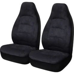 CLOUDLUX Cloud Premium Suede Seat Covers - Black Built-in Headrests Size 60 Front Pair Airbag Compatible