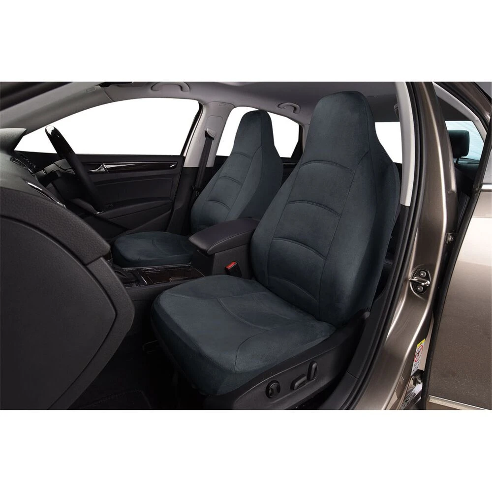 CLOUDLUX Cloud Premium Suede Seat Covers - Charcoal Built-in Headrests Size 60 Front Pair Airbag Compatible 4 CLOUDLUX Cloud Premium Suede Seat Covers - Charcoal Built-in Headrests Size 60 Front Pair Airbag Compatible - Image 2