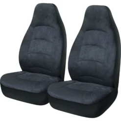 CLOUDLUX Cloud Premium Suede Seat Covers - Charcoal Built-in Headrests Size 60 Front Pair Airbag Compatible