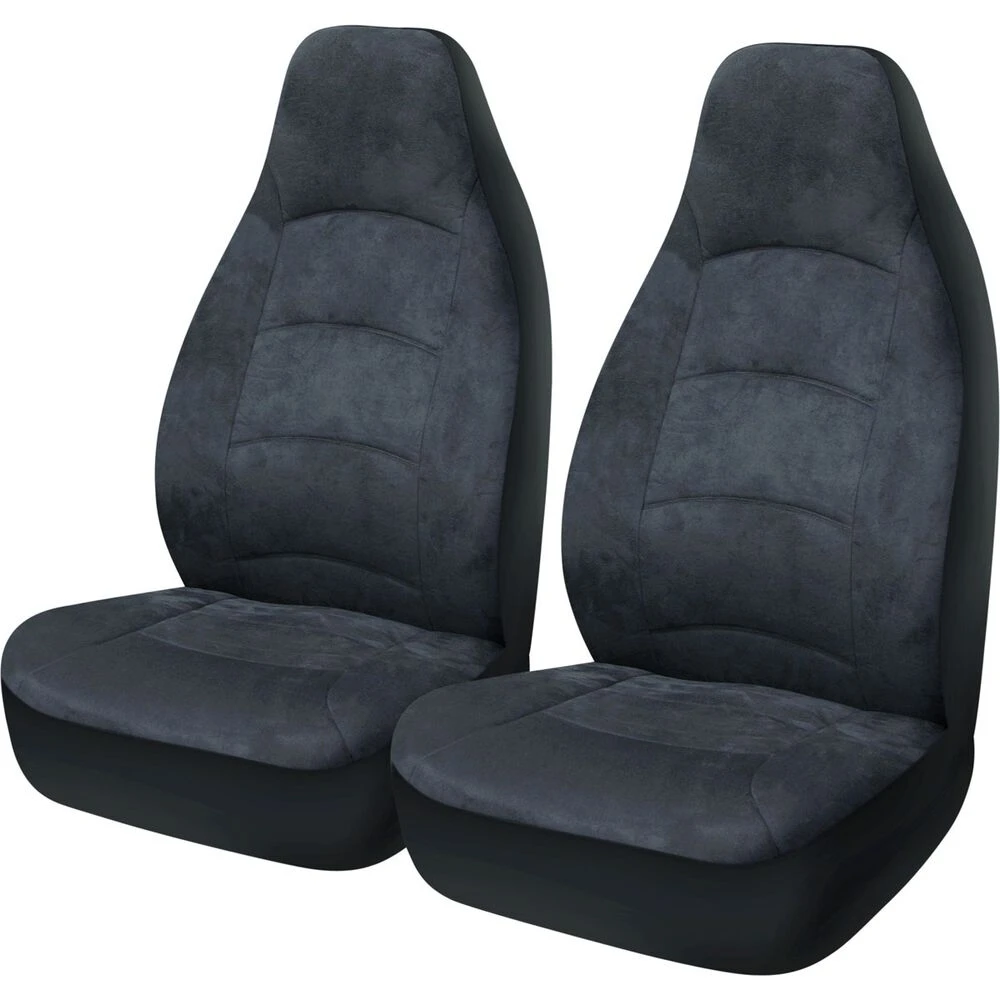 CLOUDLUX Cloud Premium Suede Seat Covers - Charcoal Built-in Headrests Size 60 Front Pair Airbag Compatible 3 CLOUDLUX Cloud Premium Suede Seat Covers - Charcoal Built-in Headrests Size 60 Front Pair Airbag Compatible