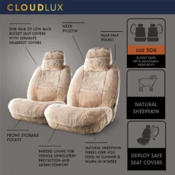 Platinum CLOUDLUX Sheepskin Seat Covers - Bamboo Adjustable Headrests Size 30 Front Pair Airbag Compatible -Quad Lock Case Shop SCA 519156 02 hi res