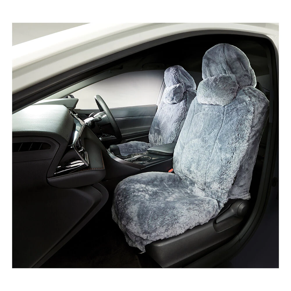 Platinum CLOUDLUX Sheepskin Seat Covers - Grey Adjustable Headrests Size 30 Front Pair Airbag Compatible 4 Platinum CLOUDLUX Sheepskin Seat Covers - Grey Adjustable Headrests Size 30 Front Pair Airbag Compatible - Image 2