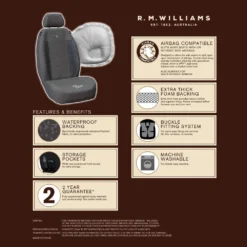 R. M. Williams R.M.Williams Suede Velour Seat Covers - Grey Adjustable Headrests Size 30 Front Pair Airbag Compatible 8 R. M. Williams R.M.Williams Suede Velour Seat Covers - Grey Adjustable Headrests Size 30 Front Pair Airbag Compatible -Quad Lock Case Shop SCA 525665 01 hi res
