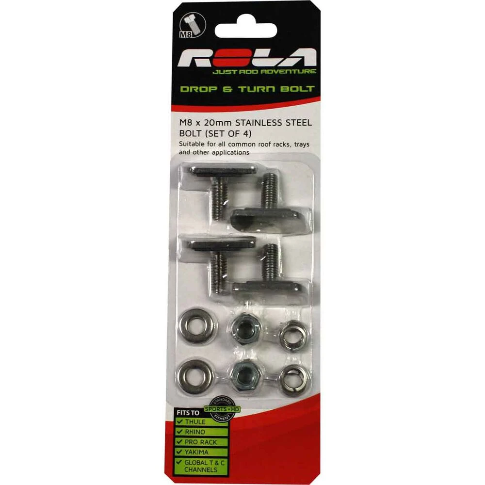 Rola Drop & Turn Channel Bolt M8 X 20mm 4 Pack 3 Rola Drop & Turn Channel Bolt M8 X 20mm 4 Pack
