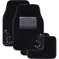 SCA Blossom Floor Mats Carpet Black/Purple/Orange Set Of 4