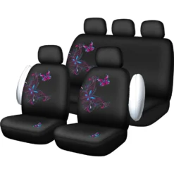 SCA Butterfly Seat Cover Pack - Pink And Blue Adjustable Headrests Size 30 And 06H Airbag Compatible -Quad Lock Case Shop SCA 565190 02 hi res