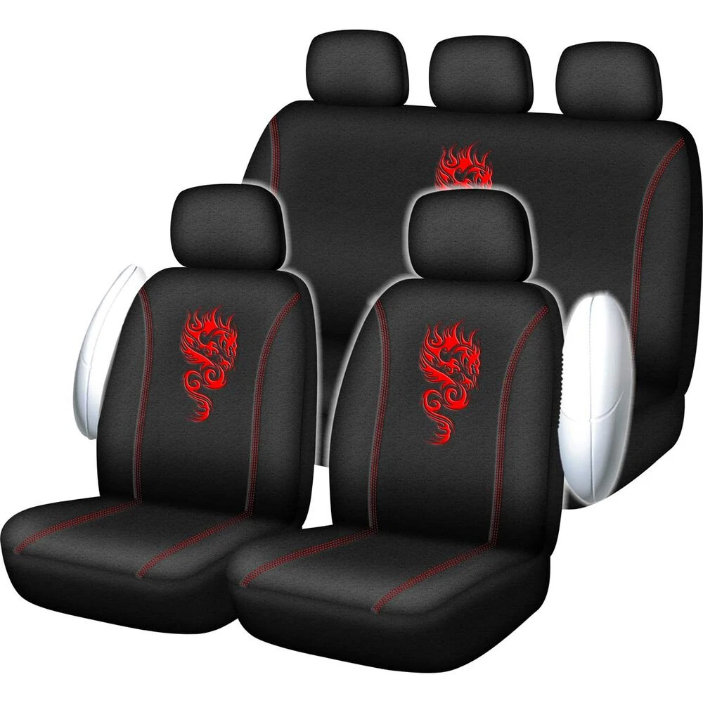 SCA Dragon Seat Cover Pack - Red Adjustable Headrests Size 30 And 06H Airbag Compatible 5 SCA Dragon Seat Cover Pack - Red Adjustable Headrests Size 30 And 06H Airbag Compatible - Image 3