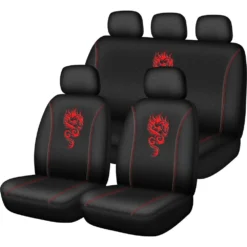 SCA Dragon Seat Cover Pack - Red Adjustable Headrests Size 30 And 06H Airbag Compatible