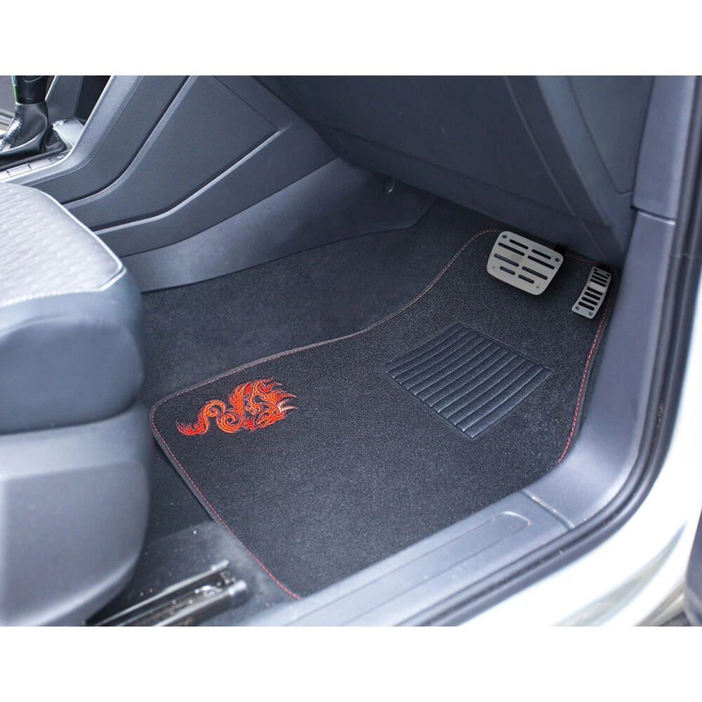 SCA Dragon Floor Mats Carpet Black/Red Set Of 4 4 SCA Dragon Floor Mats Carpet Black/Red Set Of 4 - Image 2