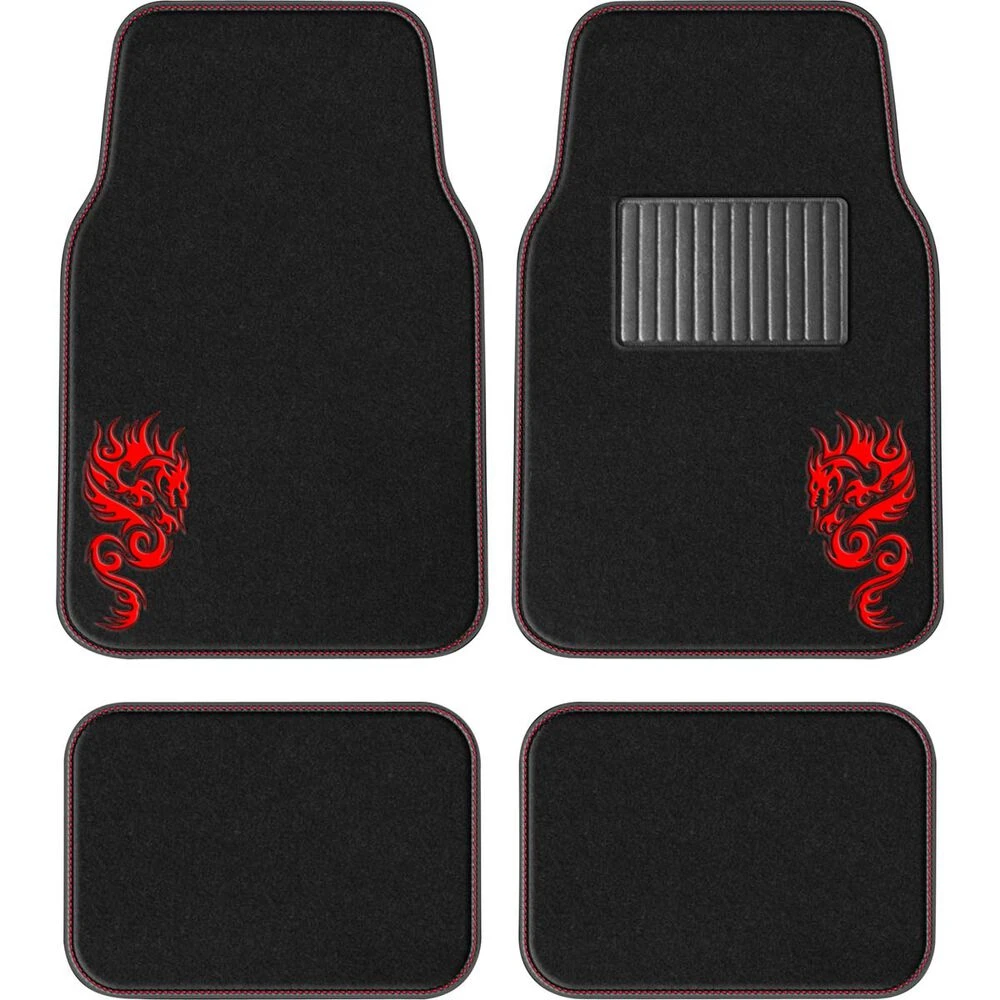 SCA Dragon Floor Mats Carpet Black/Red Set Of 4 5 SCA Dragon Floor Mats Carpet Black/Red Set Of 4 - Image 3