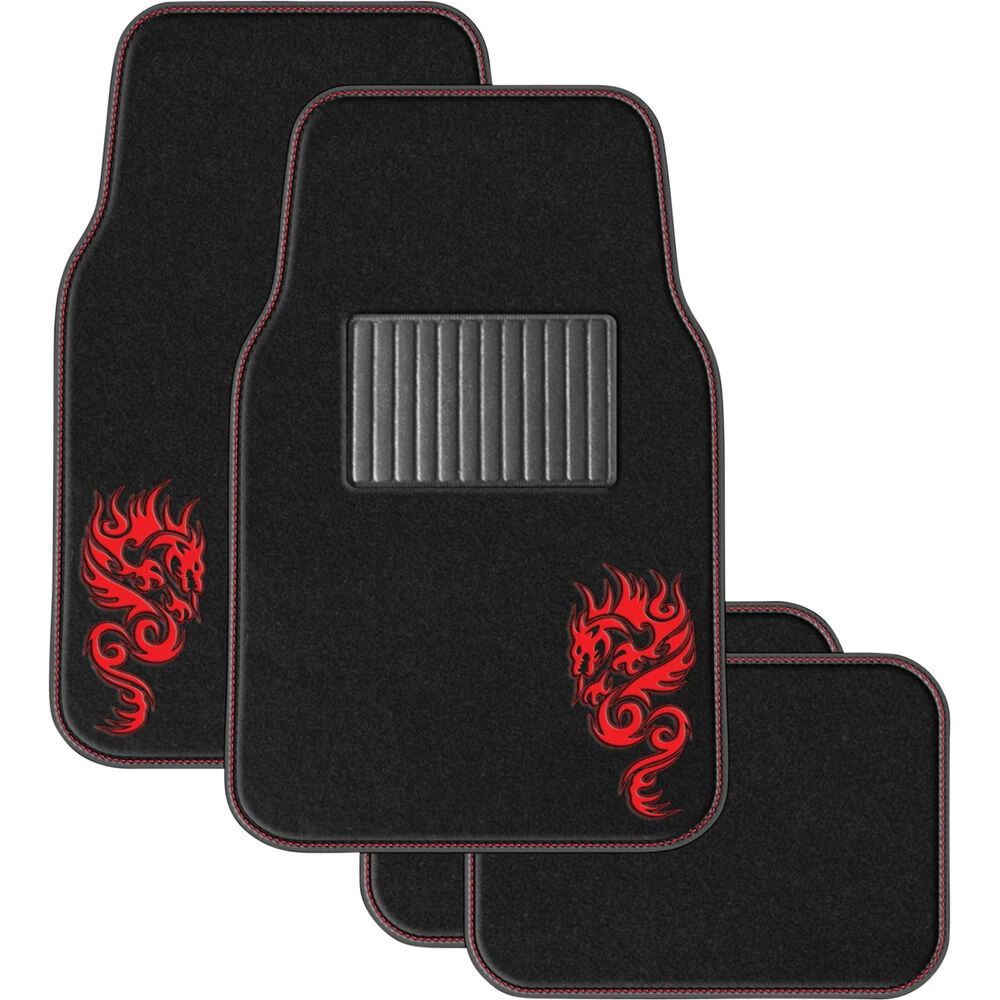 SCA Dragon Floor Mats Carpet Black/Red Set Of 4 3 SCA Dragon Floor Mats Carpet Black/Red Set Of 4