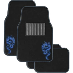 SCA Dragon Floor Mats Carpet Black/Blue Set Of 4