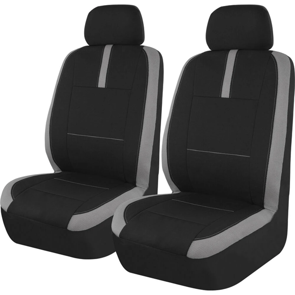 SCA Mesh Seat Covers - Black And Grey Adjustable Headrests Size 30 Front Pair Airbag Compatible 3 SCA Mesh Seat Covers - Black And Grey Adjustable Headrests Size 30 Front Pair Airbag Compatible
