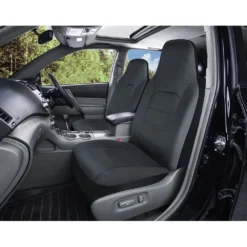 SCA Leather Look Seat Covers - Black Built-In Headrests Size 60 Front Pair Airbag Compatible -Quad Lock Case Shop SCA 581445 00 hi res