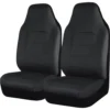 SCA Leather Look Seat Covers - Black Built-In Headrests Size 60 Front Pair Airbag Compatible