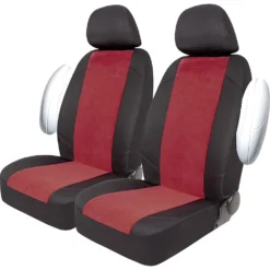 SCA Cord Seat Covers -Red/Black Adjustable Headrests Size 30 Front Pair Air Bag Compatible -Quad Lock Case Shop SCA 581555 01 hi res