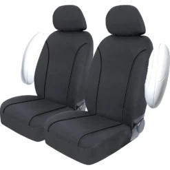SCA Canvas Seat Covers Charcoal/Grey, Adjustable Headrests, Size 30, Front Pair, Airbag Compatible -Quad Lock Case Shop SCA 581571 01 hi res