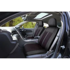 SCA Premium Jacquard & Leather Look Seat Covers - Black/Red Adjustable Headrests Size 30 Front Pair Airbag Compatible -Quad Lock Case Shop SCA 596408 00 hi res