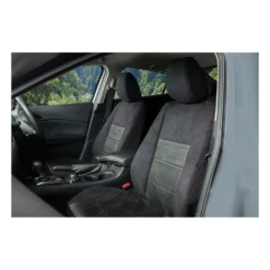 SCA Premium Jacquard And Velour Seat Covers - Black Adjustable Headrest Size 30 Front Pair Airbag Compatible -Quad Lock Case Shop SCA 597948 00 hi res