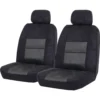SCA Premium Jacquard And Velour Seat Covers - Black Adjustable Headrest Size 30 Front Pair Airbag Compatible