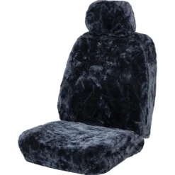 SCA Diamond Cut Sheepskin Single Seat Cover Slate, Adjustable Headrest, Size 30, Airbag Compatible