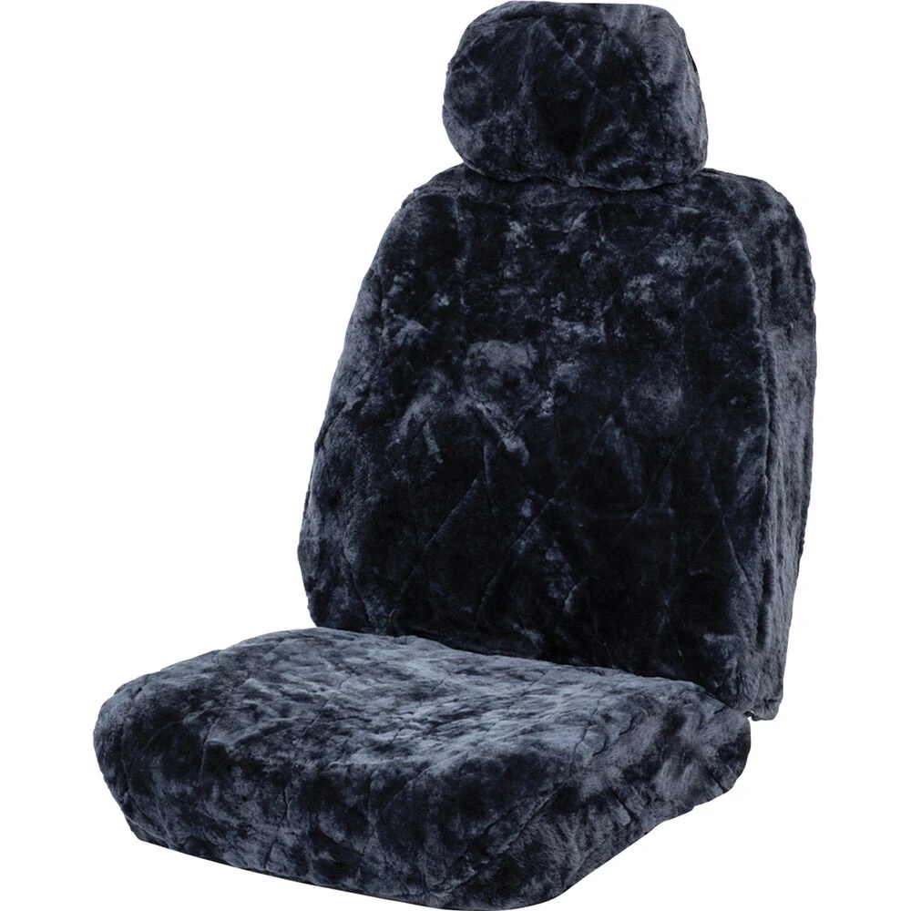 SCA Diamond Cut Sheepskin Single Seat Cover Slate, Adjustable Headrest, Size 30, Airbag Compatible 3 SCA Diamond Cut Sheepskin Single Seat Cover Slate, Adjustable Headrest, Size 30, Airbag Compatible