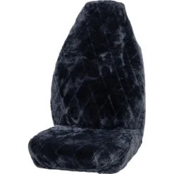 SCA Diamond Cut Sheepskin Single Seat Cover Slate, Built-In Headrest, Size 60, Airbag Compatible