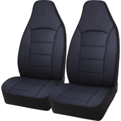 SCA Leather Look Seat Covers Black, Build-In Headrests, Size 60, Front Pair, Airbag Compatible