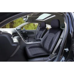 SCA PU Leather Look & Linen Look Seat Covers - Black/Grey, Adjustable Headrests, Size 30, Airbag Compatible -Quad Lock Case Shop SCA 600232 00 hi res