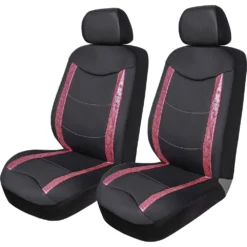 SCA Animal Panel Seat Covers - Black/Pink, Adjustable Headrests, Airbag Compatible