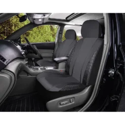 SCA Leather Look & Black Lace Seat Covers - Black, Adjustable Headrets, Airbag Compatible -Quad Lock Case Shop SCA 606604 00 hi res