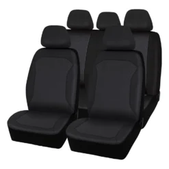 SCA Embroidered Jacquard Seat Cover Pack - Black, Adjustable Headrests, Airbag Compatible