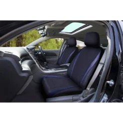 SCA Leather Look Perforated Seat Covers - Black/Blue, Adjustable Headrests, Airbag Compatible -Quad Lock Case Shop SCA 610831 00 hi res