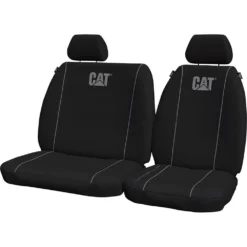 Caterpillar Poly Canvas Seat Covers Black/Grey Size 301, Airbag Compatible