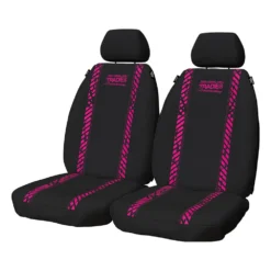 Tradies Seat Covers Tradies Neoprene Seat Covers Black/Pink Front Pair Adjustable Headrests Airbag Compatible