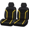 SCA Leather Look And Mesh Seat Covers Black/Yellow Adjustable Headrests Airbag Compatible -Quad Lock Case Shop SCA 625819 hi res