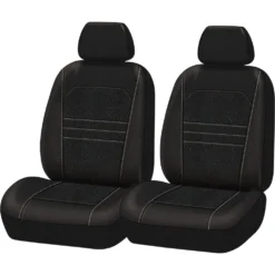 SCA Soft Shimmer Seat Covers Black Adjustable Headrests Airbag Compatible