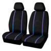 SCA Opal Leather Look Seat Covers Black/Blue Adjustable Headrests -Quad Lock Case Shop SCA 626492 hi res