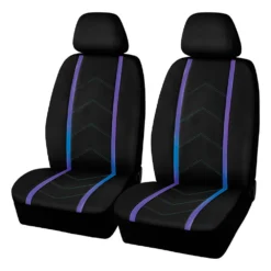SCA Opal Leather Look Seat Covers Black/Blue Adjustable Headrests
