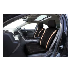 SCA Leather Look Seat Covers Peach/Black, Adjustable Headrests, Size 30, Front Pair, Airbag Compatible -Quad Lock Case Shop SCA 626526 00 hi res