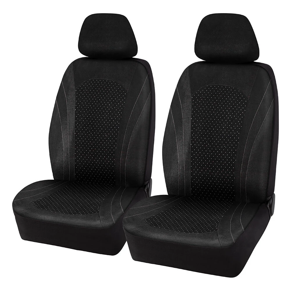 SCA Velour Glitter Dots Seat Covers Black Adjustable Headrests 3 SCA Velour Glitter Dots Seat Covers Black Adjustable Headrests