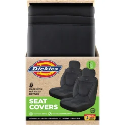 Dickies Repreve Ramone Brushed Poly Seat Covers Black Adjustable Headrests -Quad Lock Case Shop SCA 626990 02 hi res
