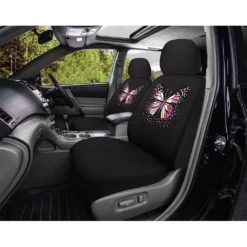 SCA Polyester Reflective Butterfly Seat Covers Black Adjustable Headrests Airbag Compatible Front Pair Size 30A -Quad Lock Case Shop SCA 631770 00 hi res