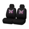 SCA Polyester Reflective Butterfly Seat Covers Black Adjustable Headrests Airbag Compatible Front Pair Size 30A